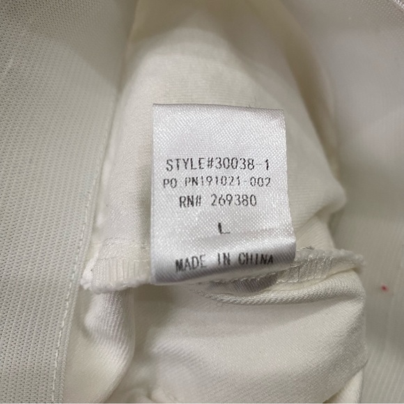 NEWBURY KUSTOM White Denim Raw Hem High Rise Wide Leg Flare Pull On Jeans Size L - Picture 13 of 13